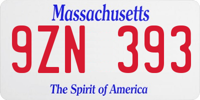 MA license plate 9ZN393