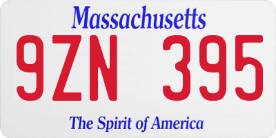 MA license plate 9ZN395