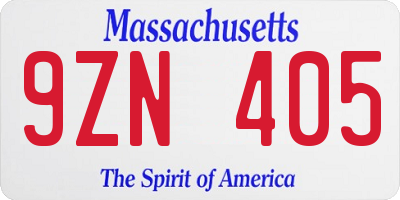 MA license plate 9ZN405