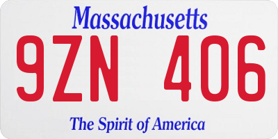 MA license plate 9ZN406