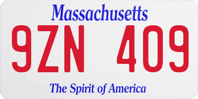 MA license plate 9ZN409