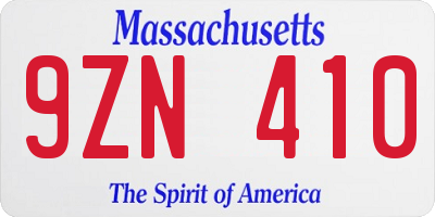 MA license plate 9ZN410