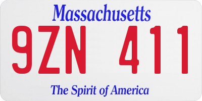 MA license plate 9ZN411