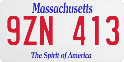MA license plate 9ZN413