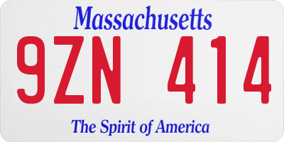 MA license plate 9ZN414