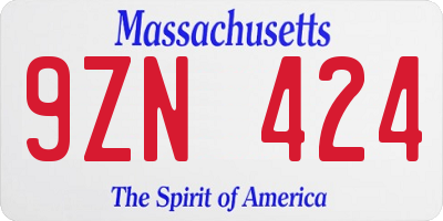 MA license plate 9ZN424