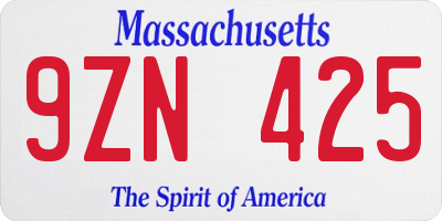 MA license plate 9ZN425