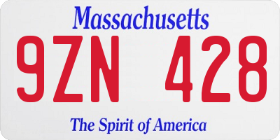 MA license plate 9ZN428