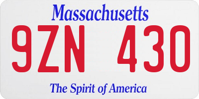MA license plate 9ZN430