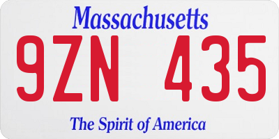 MA license plate 9ZN435