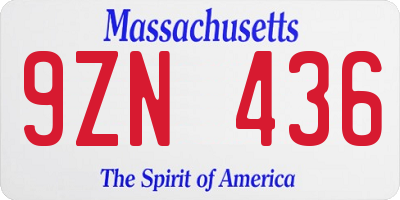 MA license plate 9ZN436