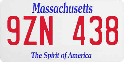 MA license plate 9ZN438