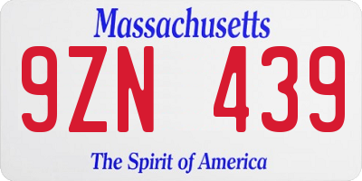 MA license plate 9ZN439