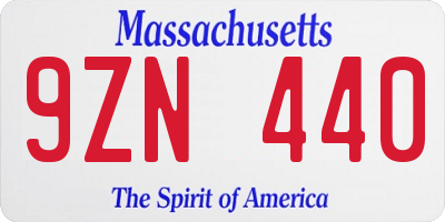 MA license plate 9ZN440
