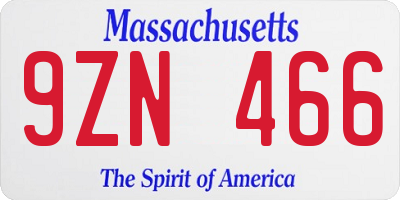 MA license plate 9ZN466