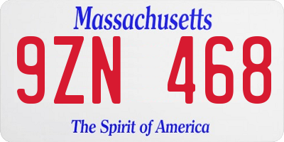 MA license plate 9ZN468