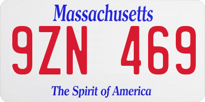 MA license plate 9ZN469