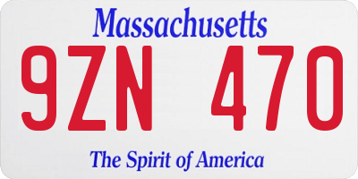 MA license plate 9ZN470