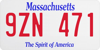 MA license plate 9ZN471