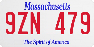 MA license plate 9ZN479