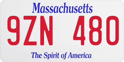 MA license plate 9ZN480