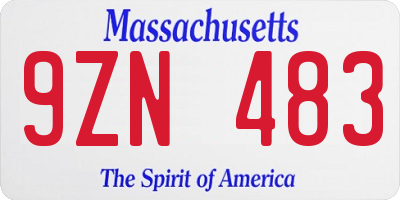 MA license plate 9ZN483