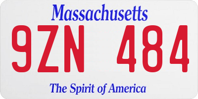 MA license plate 9ZN484