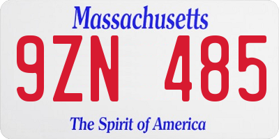 MA license plate 9ZN485