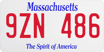 MA license plate 9ZN486