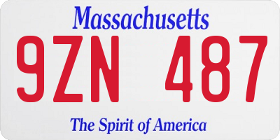 MA license plate 9ZN487