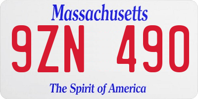 MA license plate 9ZN490