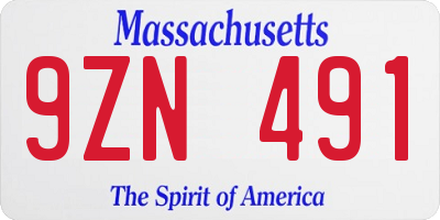 MA license plate 9ZN491