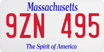 MA license plate 9ZN495