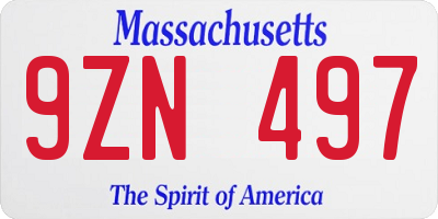 MA license plate 9ZN497