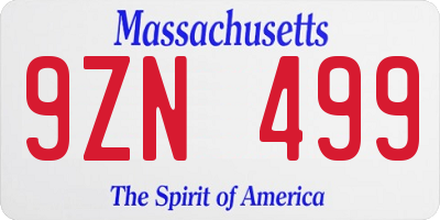 MA license plate 9ZN499