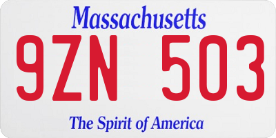 MA license plate 9ZN503