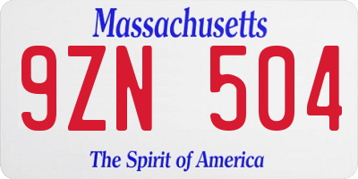 MA license plate 9ZN504
