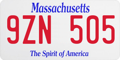 MA license plate 9ZN505