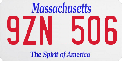 MA license plate 9ZN506
