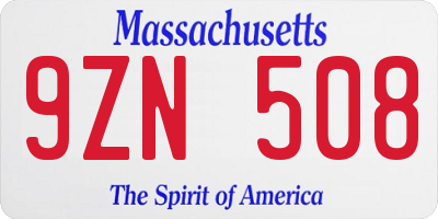 MA license plate 9ZN508