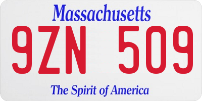 MA license plate 9ZN509