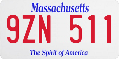 MA license plate 9ZN511