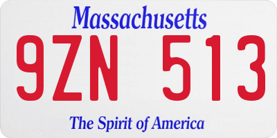 MA license plate 9ZN513