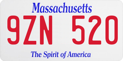 MA license plate 9ZN520