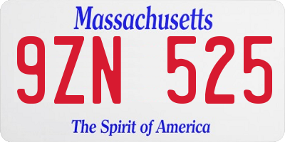 MA license plate 9ZN525
