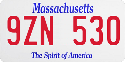 MA license plate 9ZN530