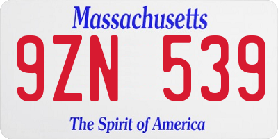 MA license plate 9ZN539