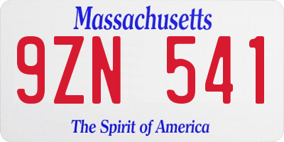 MA license plate 9ZN541