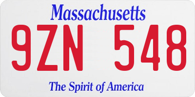 MA license plate 9ZN548