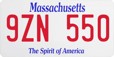 MA license plate 9ZN550